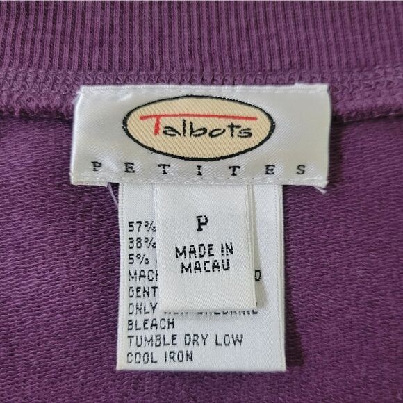 Talbots Women's Purple Deep V-Neck Long Sleeve Sweatshirt - Picture 2 of 11